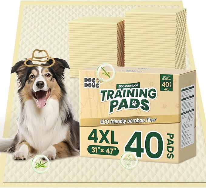 Bamboo Puppy Pads Extra Large 31"x47" 40 Count with Tabs