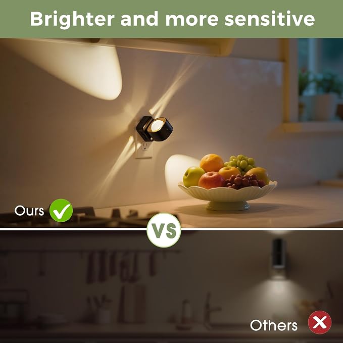 L LOHAS LED Night Light Projector, Night Lights Plug into Wall 3CCT | 2000K/3000K/5000K Adjustable Color Temperature Nightlight, Rotating Nightlight with Light Sensor for Kids, Bathroom, 1 Pack
