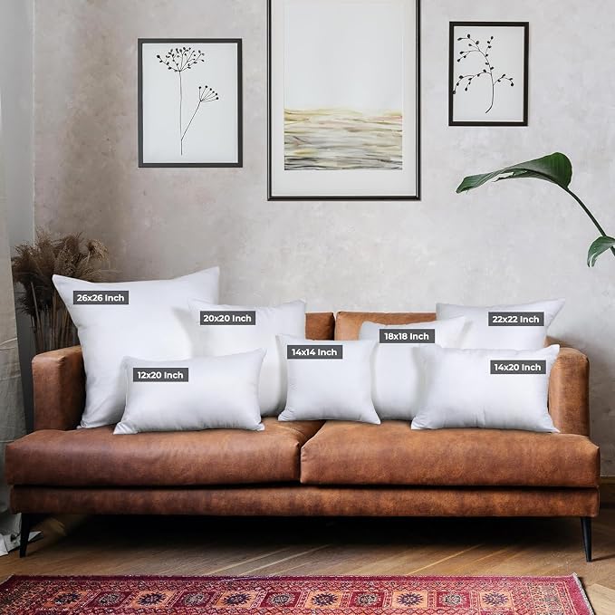 Utopia Bedding Throw Pillows (Set of 4, White) – 20 x 20 Inches Down Alternative Pillows for Bed, Sofa, and Couch - Fluffy Decorative Stuffer Pillow for Indoors & Outdoors | Down alternative pillow insert with plush fluffy fill for beds sofas couches a...