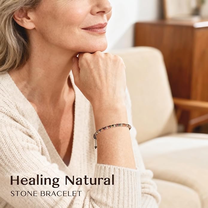 Inspirational Gifts Bracelets for Women: Valentines Mothers Day Birthday Gifts for Women Friends Sister Mom - Healing Natural Stone Beads Bracelets Thinking of you Get Well Soon Gift for Women