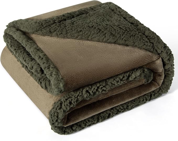 Waterproof Dog Blanket 40 x 60 in for Small & Medium Dogs, Washable | Aodisman Reversible Soft Fleece Pet Throw,Leakproof Furniture Protector for Sofa,Couch,Crate,Cats,Kittens & Puppies,Green