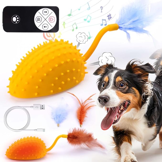 Silicone Interactive Dog Toys, Mouse Moving Dog Toy with Automatic Sensor
