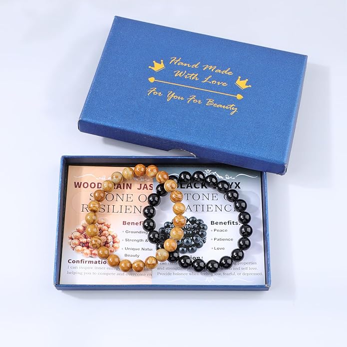 NCB 2.3-Piece 4mm Natural Crystal Gemstone Stretch Bracelets – Handmade Reiki Energy Healing Jewelry for Meditation,Yoga, Unisex