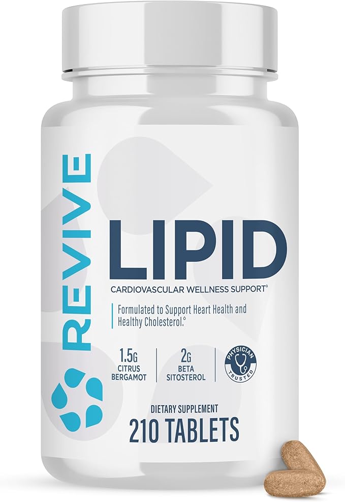 Revive MD Lipid Support Formula - Supplement Helps Maintain Healthy Cholesterol Levels, Endothelial Health & Triglyceride Levels - Beta Sitosterol, Citrus Bergamot & Pantethine (30 Servings)