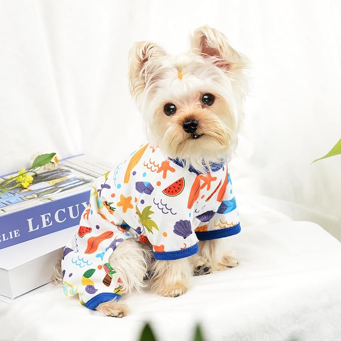 Dog Pajamas for Small Dogs Boy Girl, Dog Clothes Tiny Chihuahua Yorkie Spring Summer Shirt, Cute Puppy Outfit Pjs Jumpsuit Cat Onesie Apparel Pet Clothes