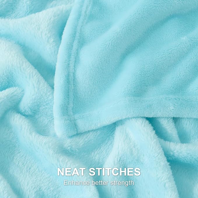 Hansleep King Robin Egg Blue Fleece Blanket, Soft Flannel Bed Blanket | Fuzzy Cozy Blanket 90x108 Inches, Multi-use for Bed, Sofa, Couch, Travel, Camping, All Season Warm Lightweight Cover