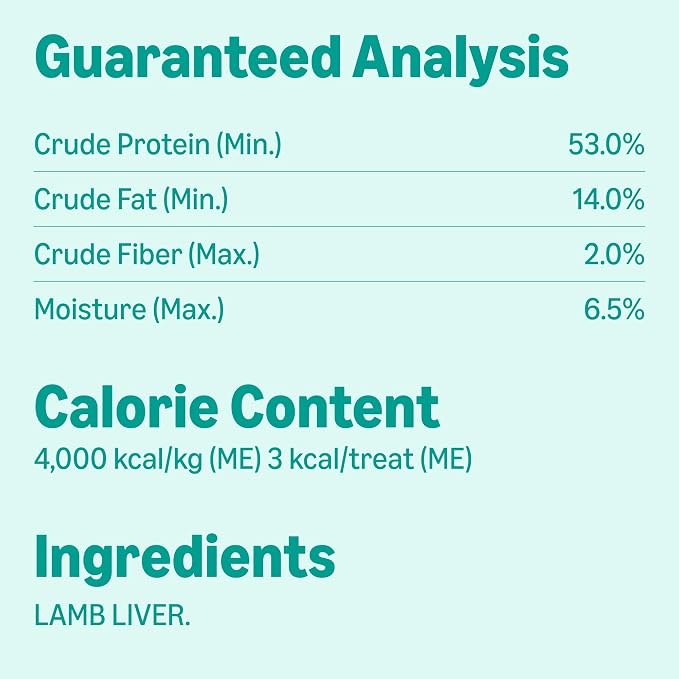 Amazon Basics Freeze-Dried Raw Single Ingredient Dog Treats, Lamb Liver, High Protein, Healthy Training Treats or Meal Topper for All Dogs, Grain-Free, 3.3oz (Previously Wag) (Pack of 2)