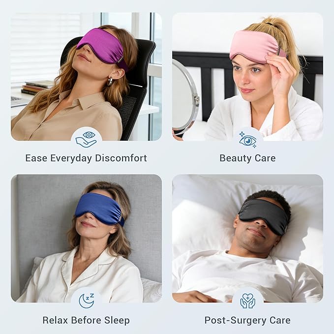 2PCS Cold Eye Mask - Cooling Eye Mask for Puffy Eyes, Cold Compress for Dark Circles, Tired Eyes, Headache, Migraines Relief - Reusable Gel Ice Pack, Weighted Sleep Mask((Black,Blue)
