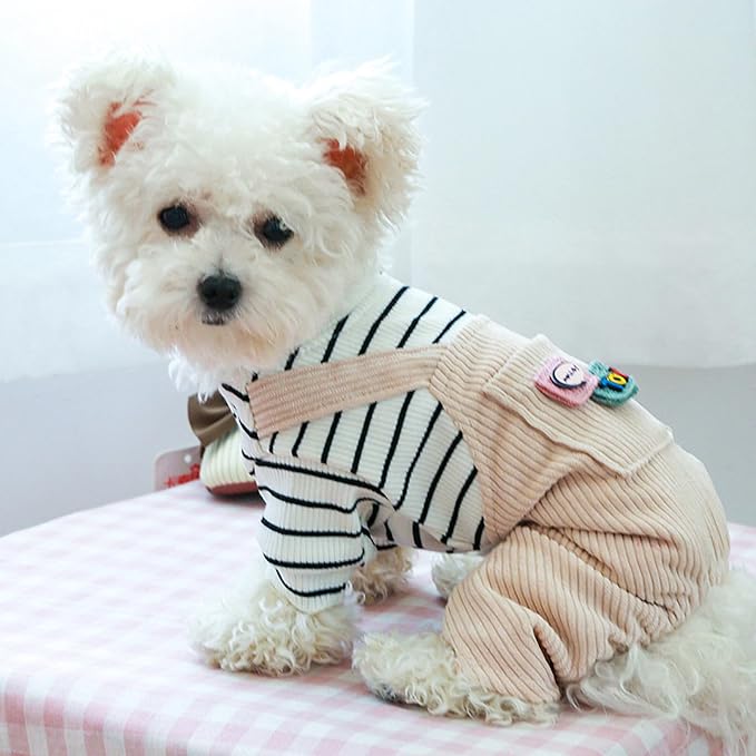 Dog Stylish Overalls Comfortable Puppy One Piece Outfits Summer Bib Overalls for Small Dogs Cute Pet Onesie Jumpsuit Chihuahua Yorkies Birthday Holiday Clothes Cat Costume