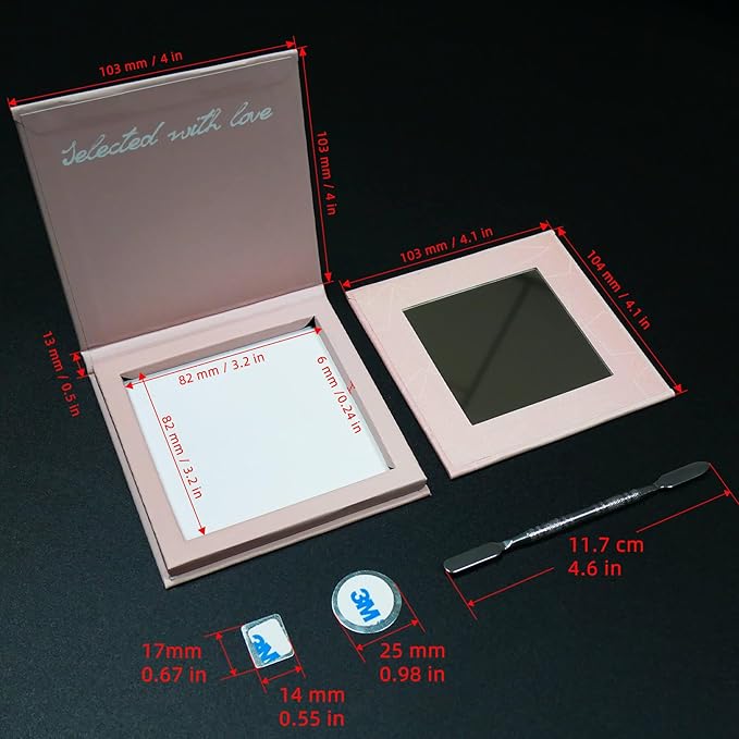 Small Empty Magnetic Makeup Palette with Mirror, Spatula, 20 Metal Stickers, Suitable for Eyeshadow Lipstick Blush Powder Highlighter and Contour (Black, Small)