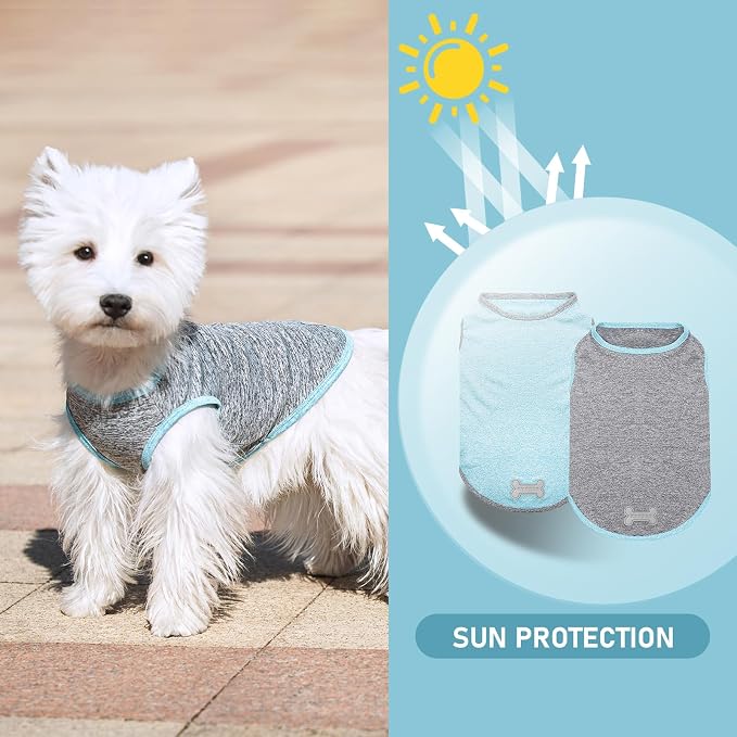 KYEESE 2Pack Dog Shirt for Small Dogs Sun Protection Tank Top for Summer | Reflective for Safety, Lightweight & Breathable, Shedding Control, Skin-Friendly for Sensitive Dogs, Easy On/Off, Quick Dry