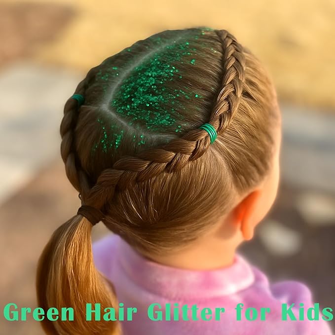 Green Hair Glitter Stick,Christmas Face Glitter Makeup,Waterproof Shimmer Elphaba Costume Accessories,St Patrick's Day Outfit for Women,Mardi Gras Body Glitter Rave Singer Concert