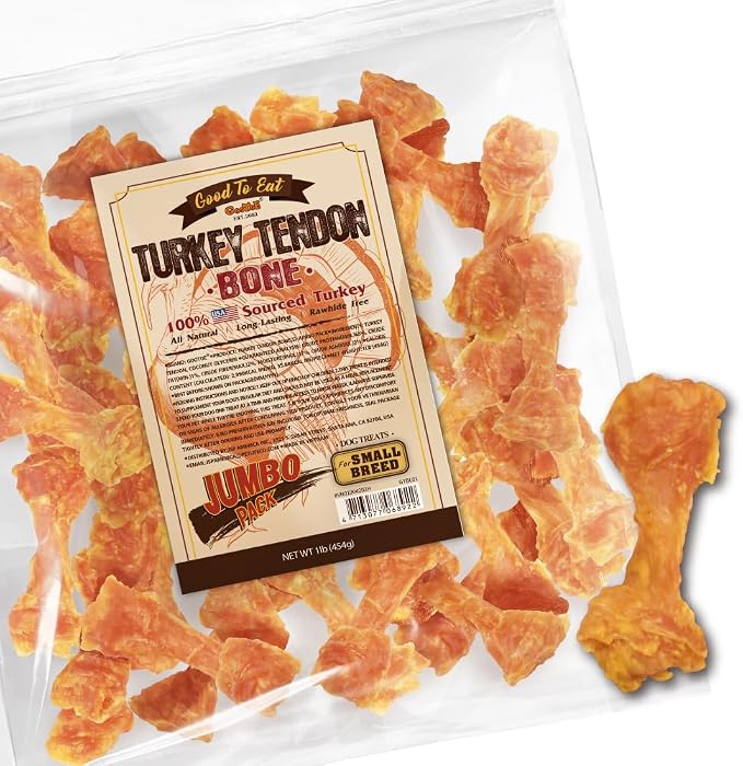 Gootoe Turkey Tendons, Dog Treats for Small Breeds, Bone (S), 1 lb