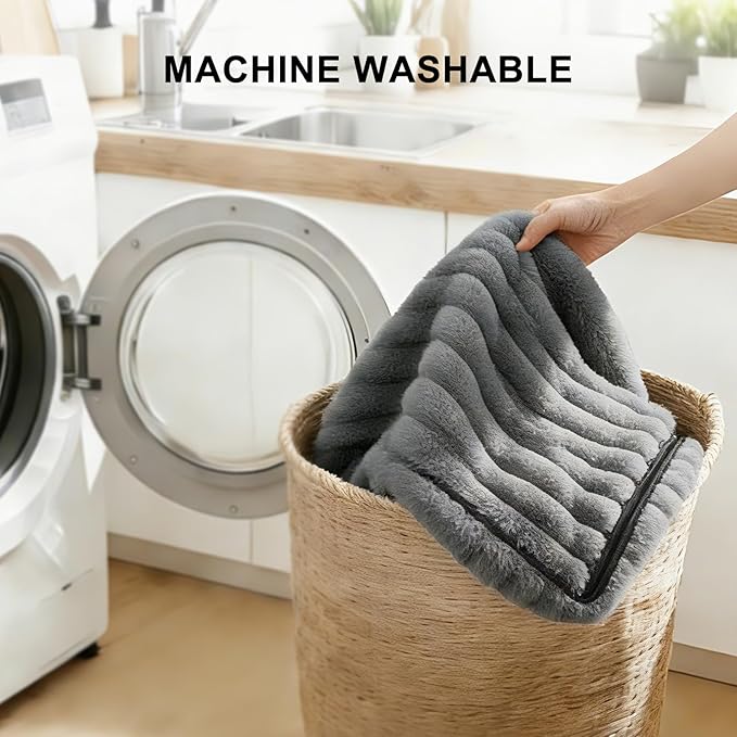 FURTIME Dog Beds Large Sized Dog, Washable Orthopedic Pet Bed with Removable Cover, Rectangle Soft Calming Sleeping Puppy Bed Durable Pet Cuddler with Anti-Slip Bottom, Grey, XL(42"x20"x8")