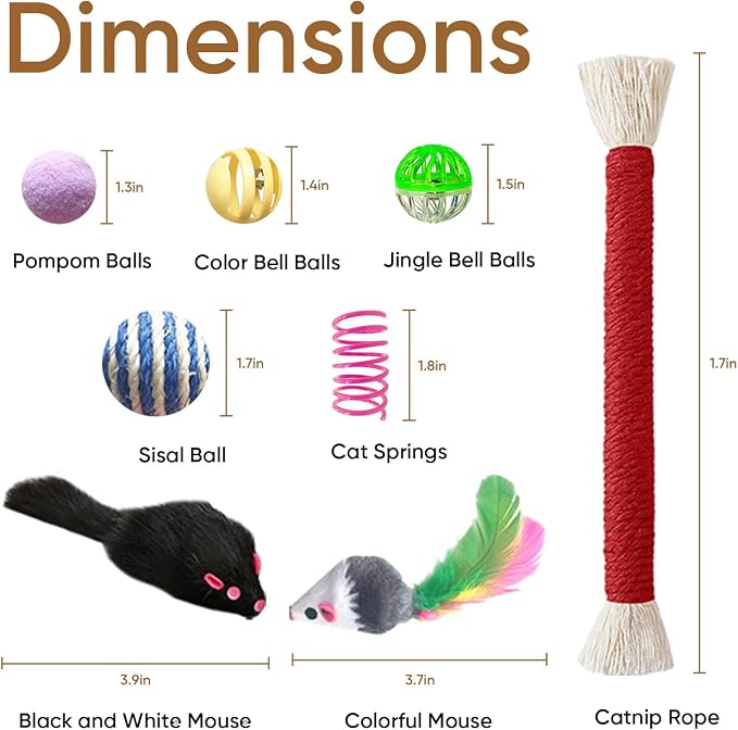 Cat Toys for Indoor Cats, 34 Pack Interactive Cat Toy Set for Kitten