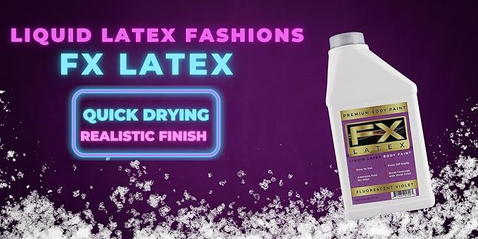 Liquid Latex - Face and Body Paint, Ammonia Free, Easy On and Off, Cosplay Makeup, Create Professional Monster, Zombie Arts 16 Oz (Fluorescent Violet)