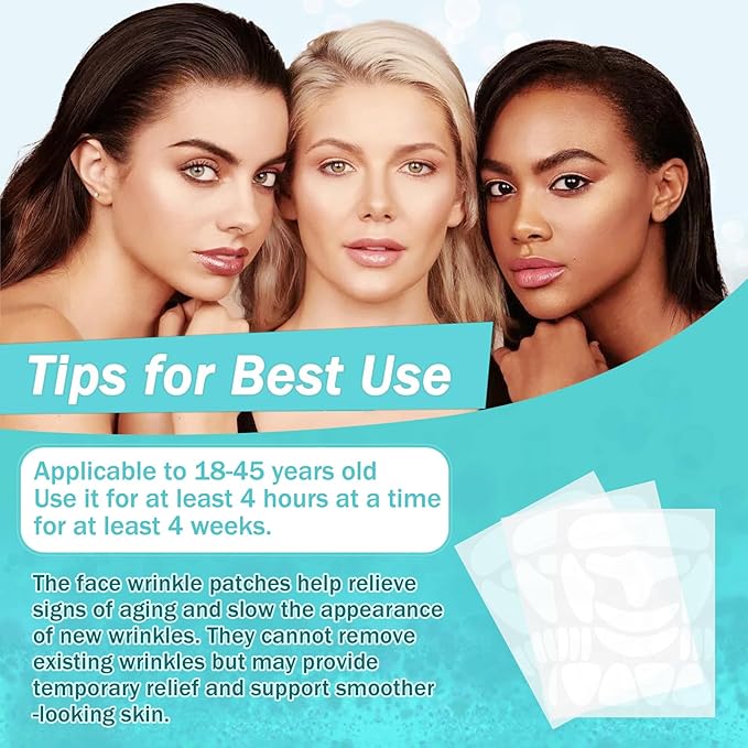 Face Wrinkle Patches Overnight, 208Pcs Wrinkle Tape for Face & Forehead, Anti-Wrinkle Facial Patches for Sleep, Face Tape for Wrinkles, Forehead & Smile Lines Patches, Comfortable Stay-On Design