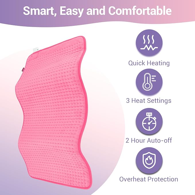 Comfytemp Extra Large Heating Pad for Back & Period, 33"x17" Electric Throw | Heated Pads for Neck/Shoulder/Leg, Birthday Day Gifts for Mom Dad Women Men, FSA Eligible HSA, Machine Washable, 2H Auto-Off
