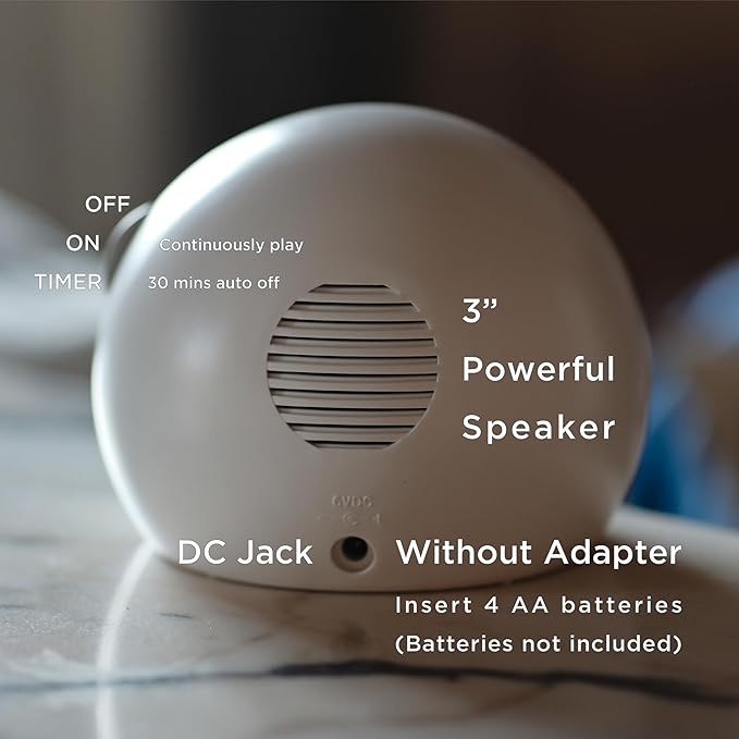 WELLCARE-Naturcare Sound Relaxation: White Noise, 7 Nature Sounds, Sleep Sound Machine, Calm Infants, for Baby, Kids, Adult. Stepless Volume, Timer, Powered by Adapter or Batteries(Both Not Incl.)