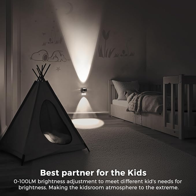 L LOHAS LED Night Light Projector, Night Lights Plug into Wall Light Sensor | Dusk to Dawn Sensor, Rotating Plug in Nightlight, Daylight Dimmable Nightlights for Bathroom, Hallway, Gaming Room,1 Pack