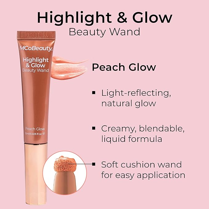 MCoBeauty - Highlight & Glow Beauty Wand Bundle - Peach Glow & Bronze Glow - Radiant Cream Highlighter Duo for Natural Luminosity - Vegan, Cruelty Free Cosmetics - Face Highlighters & Luminizers