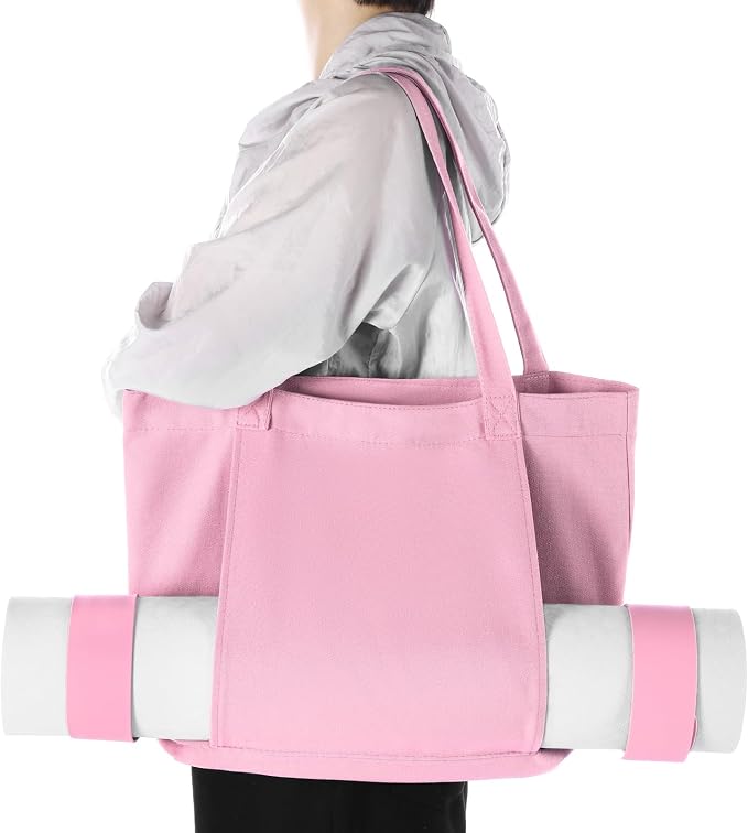 Halloscume Yoga Bag Set for Women Including Yoga Mat Tote Bag, Booty Resistance Bands, Non Slip Sports Socks Silicone Ties for Pilates Travel Workout Office Home Gym