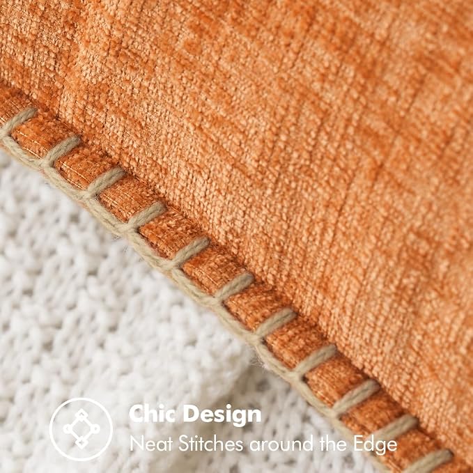 MIULEE Fall Decorative Couch Throw Pillow Covers 18x18 Inch Orange 2 Pack | Farmhouse Pillow Covers with Stitched Edge, Soft Chenille Cushion Cases, for Sofa Bed Living Room Home Decor