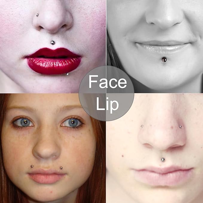 660pcs Sliver Face Gem Rhinestones Stickers Fake Lip Nails Stickers Fake Nose Stud Eyebrow Ear Stud Non Piercing Earring Studs Silver Belly Button Jewelry Gothic Cool Punk Y2K Makeup for Women Men