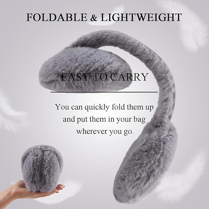 Zsedrut Winter Women Earmuff Foldable Ear Warmer Fluffy Ear Cover Warm Outdoor