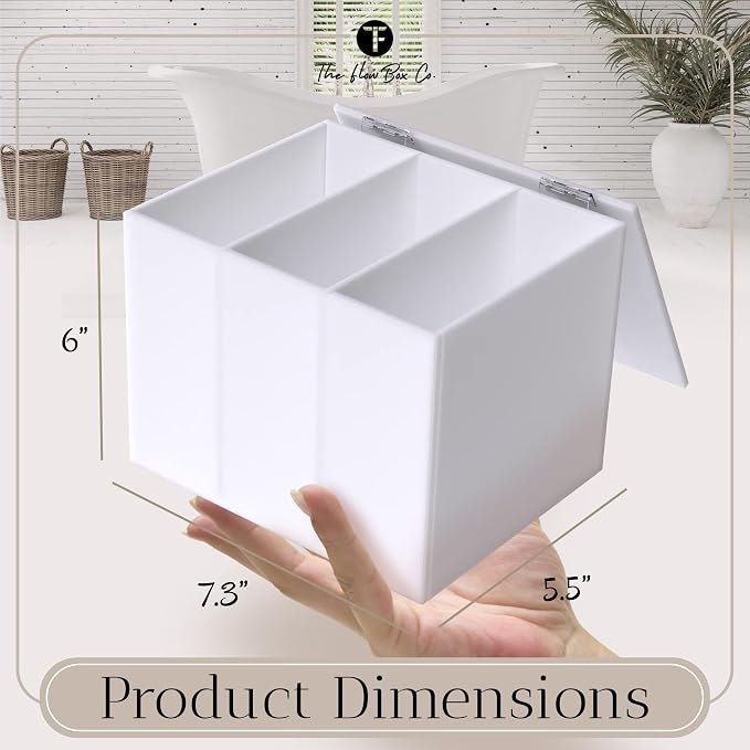 The Flow Box Tampon and Sanitary Pad Organizer - Bathroom Organizer with Removable Dividers, Tampon Storage Box, Discreet Feminine Care Storage, Feminine Care Organizer