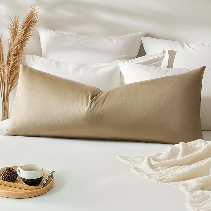 Artscope Luxury Velvet Lumbar Pillow Cover Super Soft Decorative Rectangle Throw Pillow Covers Case Cushion Covers for Sofa Couch Bedroom Car Decor 14x36 Inch Tan