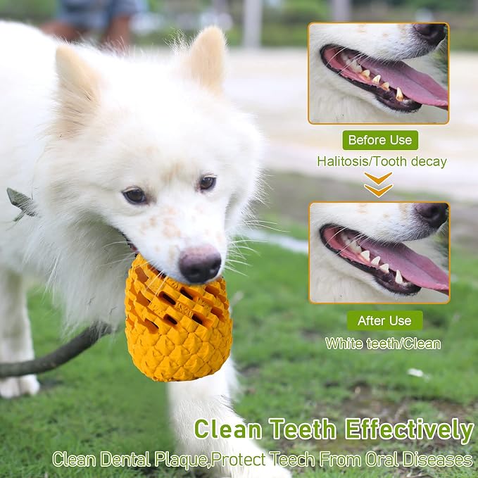Indestructible Pineapple Dog Toy - Large Aggressive Chewers Training | Heavy Chew, Treat Dispenser, Power Chewer, Durable Puzzle, Tough Interactive, Easy Clean