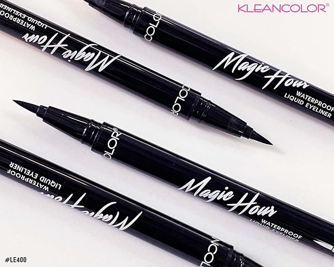 Kleancolor Magic Hour Waterproof Black Eyeliner Pen | Felt-Tip | Long-Lasting (2, Black)