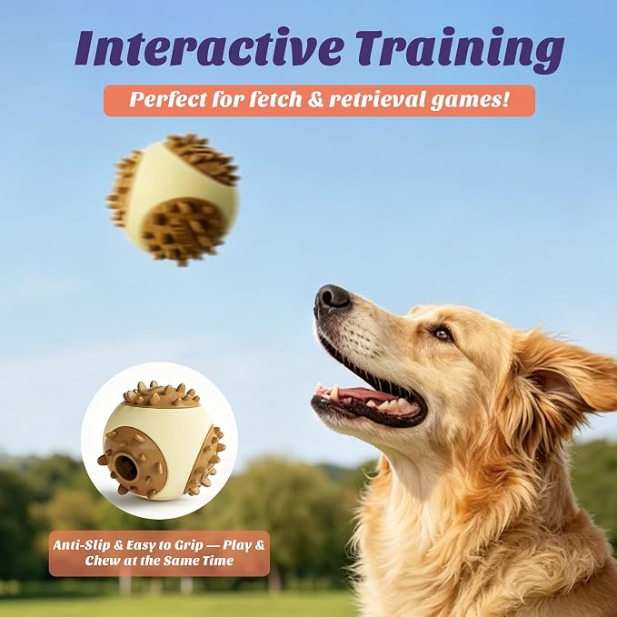 Interactive Dog Treat Dispenser Ball - Durable Puppy Puzzle Toy for IQ Training & Mental Stimulation - Rubber Slow Feeder Chew Toy for Boredom Relief & Healthy Digestion