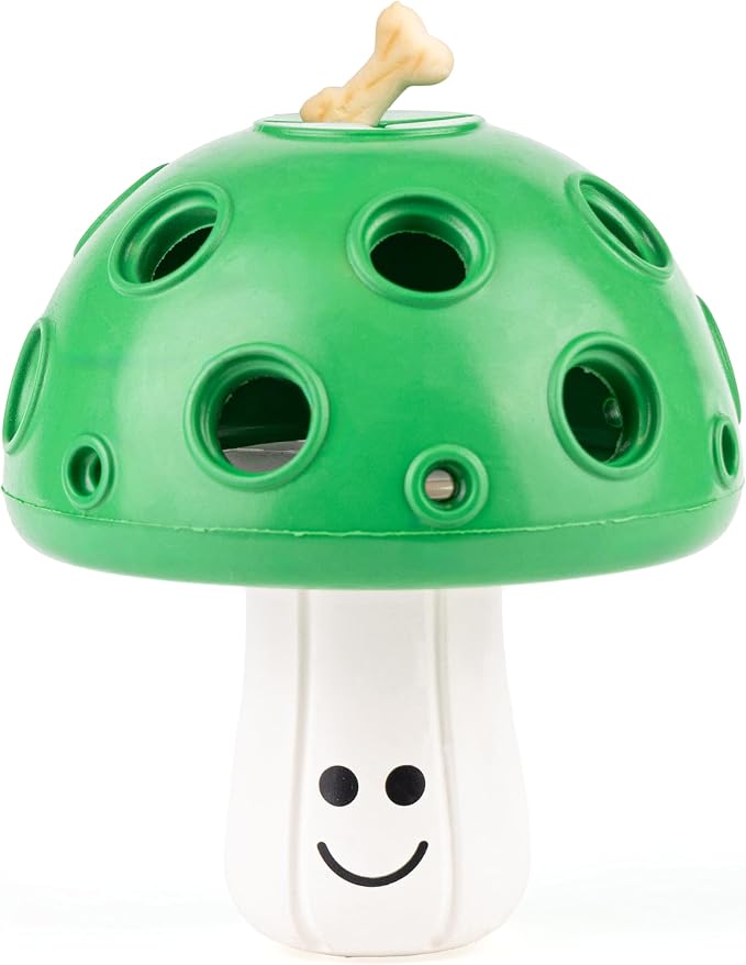 Fuzzl Eco Rubber Large Magic Shroom Puzzle Enrichment Toy - Green - Long Lasting Dog Treat Toys for Aggressive Chewers Strong Dog Toy for Dogs Durable Puppy Chew Toys