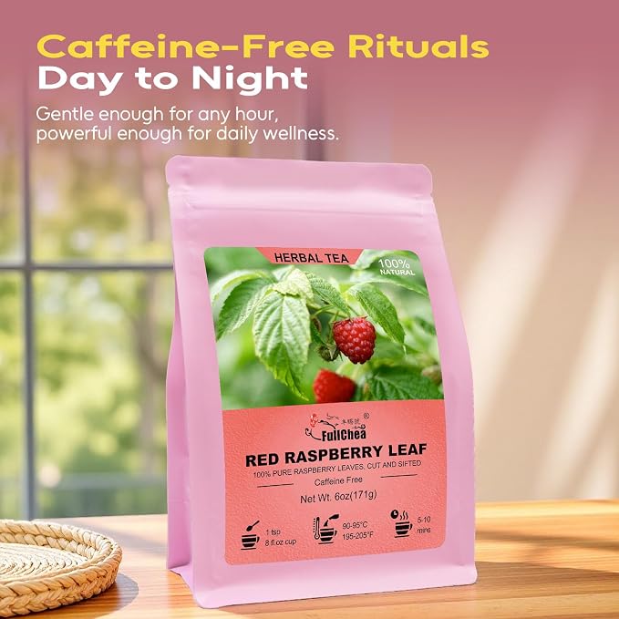 FullChea - Red Raspberry Leaf, 6oz/171g - Natural Dried Raspberry Leaf Tea Loose - Pregnancy Tea for Women's Wellness, Menstrual Cycle & Uterine Health - Cut & Sifted - Non-GMO - Caffeine-free