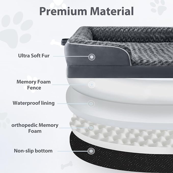 WNPETHOME Orthopedic Washable Human Dog Bed for Adult & Dog Cozy Sleep | Human Size Waterproof Big Soft Dog Couch Sofa Bed for Dogs & Adult Relax with Removable Cover Pet Bed Dark Grey 71x46 Inch