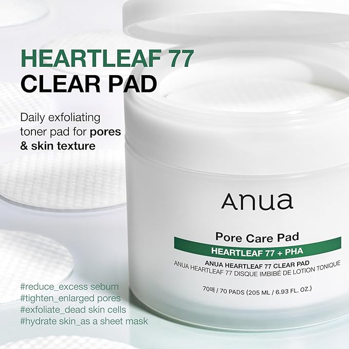 Auna Deep Pore Treatment Duo Heartleaf Pore Control Cleansing Oil, Heartleaf 77 Toner Pad, Exfoliating Facial Pads, After-Cleansing for Gentle Facial Care, Korean Skincare Set