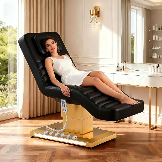 Fully Electric Massage Table with Lift, 1500lbs Capacity - Professional Adjustable Facial Bed for Estheticians, Spa & Waxing, Heavy-Duty 550lbs Capacity (Black - Fully)