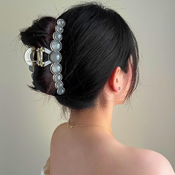 Plastic Hair Claw Clips, Extra Large Vintage Claw Jaw Clip for Women, Non-Slip Strong Hold Elegant Acrylic Ornaments Clasps Styling Clamps Accessories for Lady Thin, Thick Hair (2 Pack)