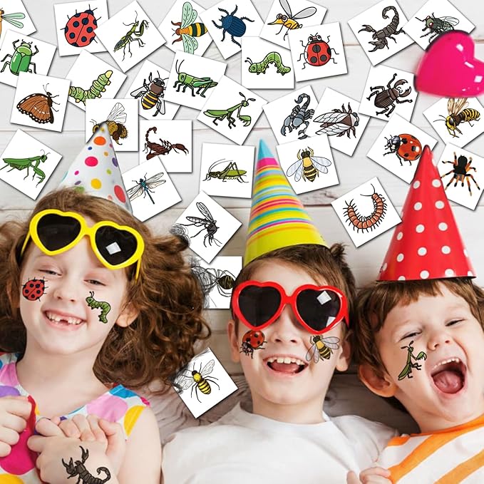148 Individually Sheets Bug Temporary Tattoos for Kids - Insect Tattoos for Kids Birthday Party Supplies Goodie Bag Fillers