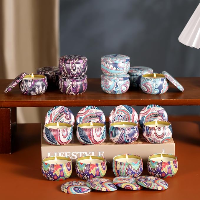 kedtui Scented Candles Gift Set, 16 Pack Aromatherapy Candle, Natural Soy Wax Travel Tin Candles for Home Scented, Ideal for Christmas, Birthday, Thanksgiving, Valentines Day Gifts