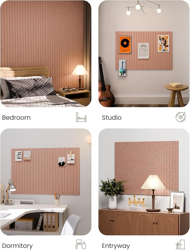 Fluxynara 36" x 24" Large Felt Bulletin Board, Terracotta | 6 Pack Cork Board Alternative with 30 Safe Adhesive Tabs, Pin Boards for Wall Decor, Home, Office, Classroom,Dorm