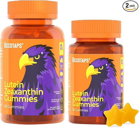 Lutein & Zeaxanthin Gummies - 20mg Lutein + Bilberry, No Sugar, Blue Light Support - Ideal for Dry Eyes & Daily Eye Wellness,90count