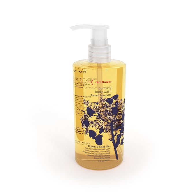 Red Flower French Lavender Body Care Duo: Purifying Body Wash & Softening Lotion for Hydrated, Smooth, and Nourished Skin