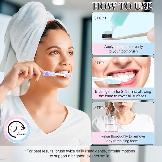 Niacinamide Whitening Toothpaste, 2 Pack Intensive Stain Removal Toothpaste for Yellow Teeth, Gum Care, Fresh Mint & Peach Breath, Tartar Control, Deep Clean for Men and Women, 3.5oz