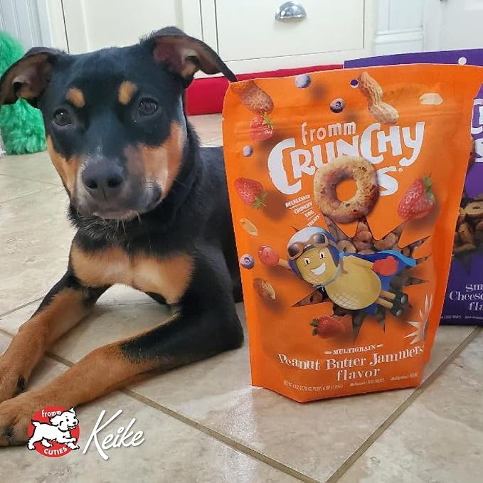Variety Pack for Fromm-Crunchy O's Premium Crunchy Dog Treats - 5 Delicious Flavors: Peanut Butter, Blueberry, Pot Roast, Bacon, and Salmon (6oz Each, 30oz Total)