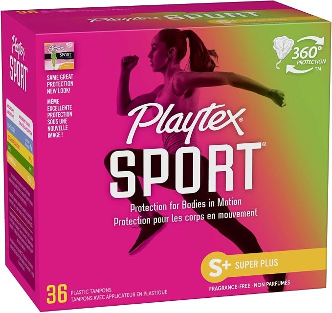 Playtex Sport Tampons Super Plus Absorbency, Fragrance-Free - 36ct | Super Plus Tampons for Women, Feminine Care, Playtex Tampon with 360 Leak Defense