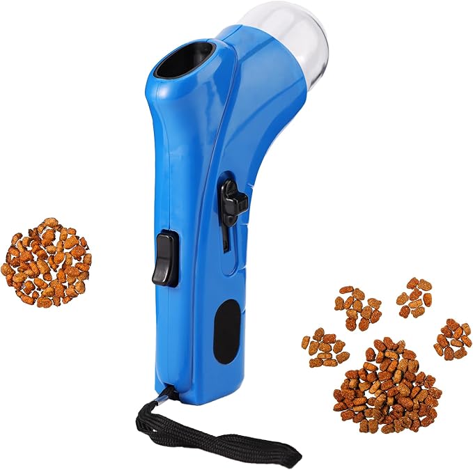 Cat Food Gun, PP Plastic Interactive Pet Food Shooter Catapult Large Capacity Cat Dog Snack Treat Launcher Dispenser Interesting Pet Snack Shooter Feeders Gun for Training Exercise