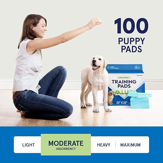 Puppy Pads Pet Pee Pads for Dogs & Puppy Training [100-COUNT] Potty Pads for Dogs 22" x 22" Leak-Proof Dog Pee Pads - Quick-Dry Surface - Heavy Duty Absorbent Disposable Dog Wee Pad Bulk Pack | Potty Pads for Dogs, Leak-Proof Dog Pee Pads, Quick-Dry Su...